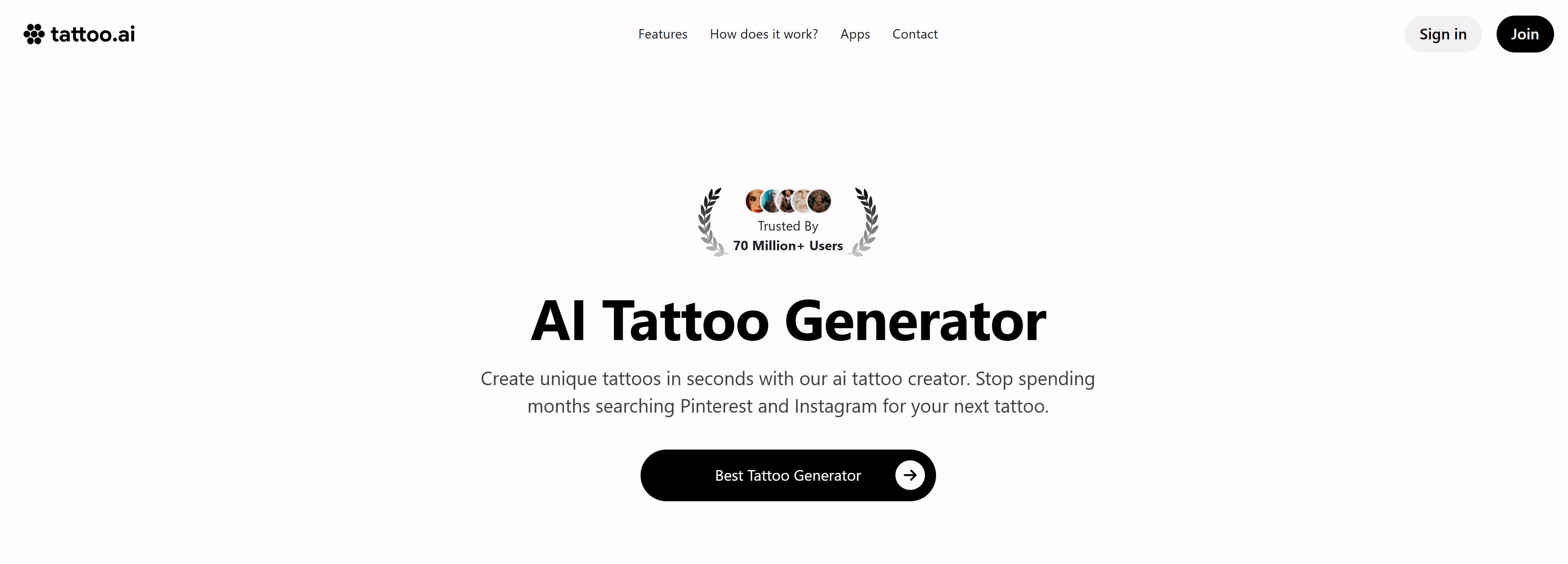 Tattoo.ai AI纹身生成工具界面，展示批量生成和设计编辑功能