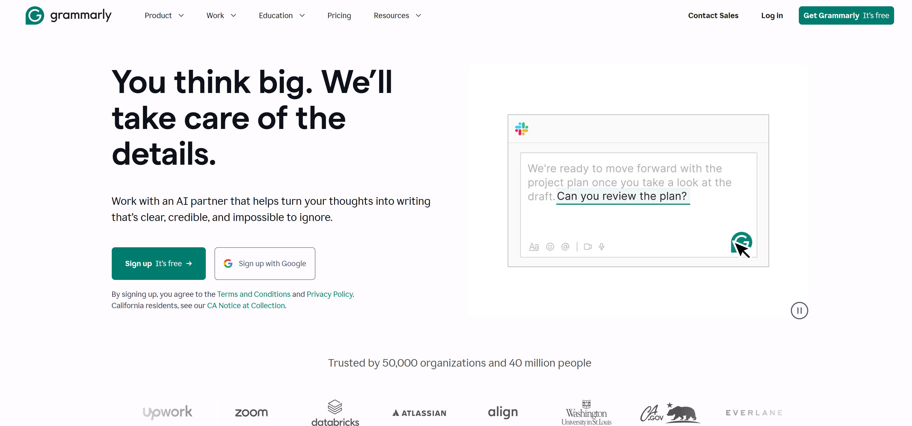 Grammarly语法检查工具界面，展示写作优化和语法纠错功能