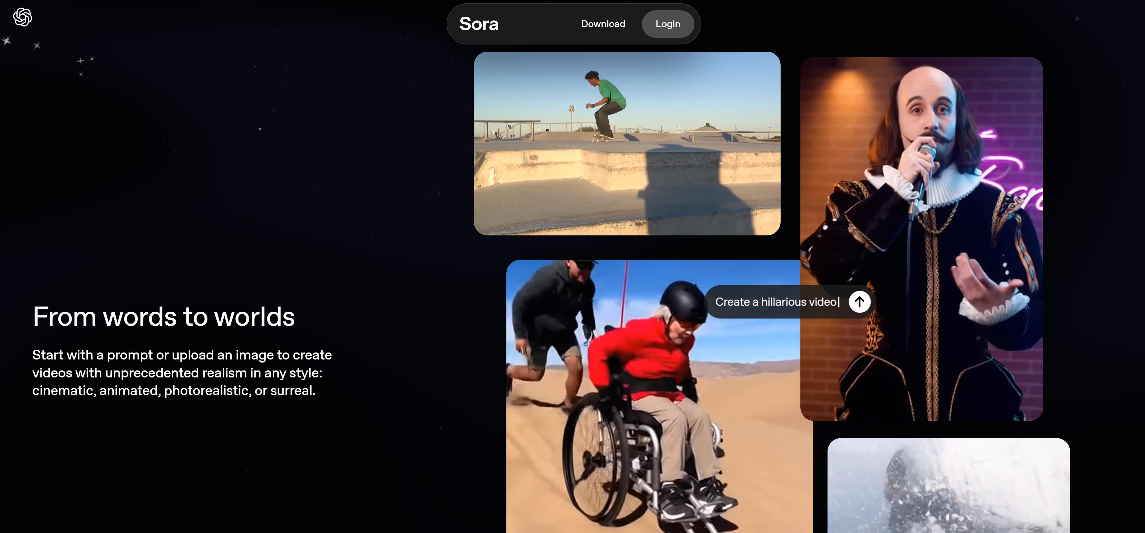 Sora OpenAI text-to-video model interface showcasing high-quality video generation and advanced AI capabilities for content creators