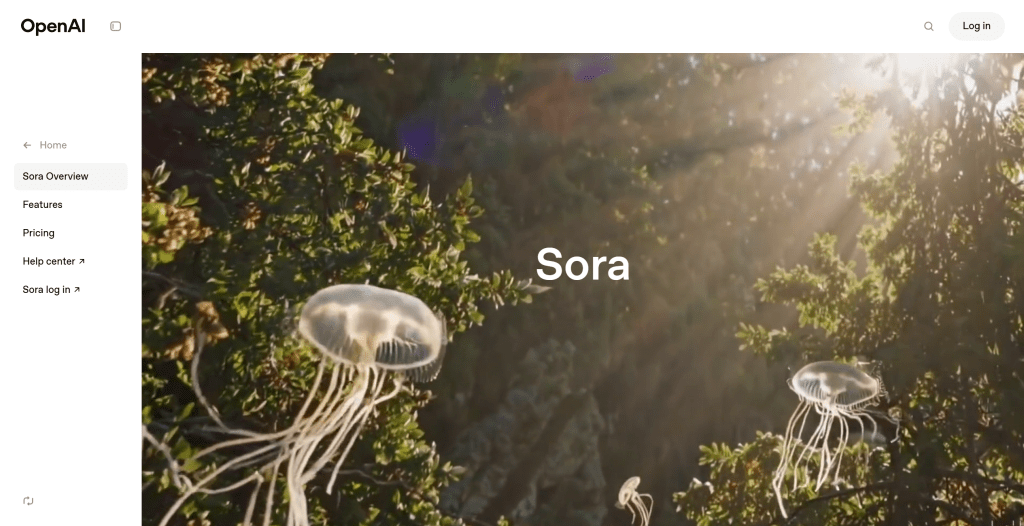 Sora by OpenAI AI video generator interface showing text-to-video generation features