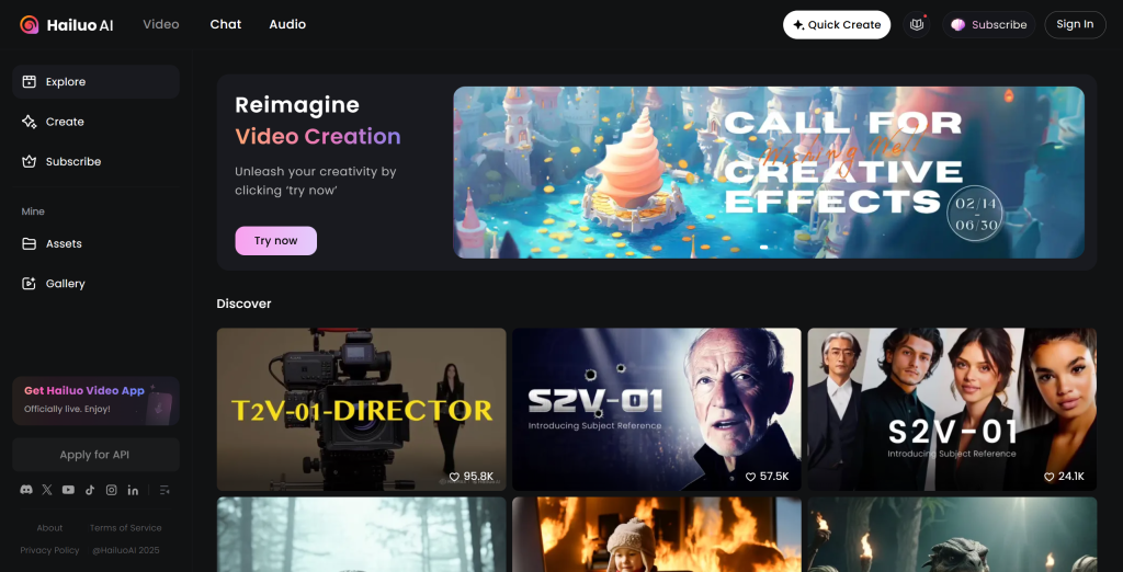 Hailuo AI short video generator interface showing text and image to video conversion features