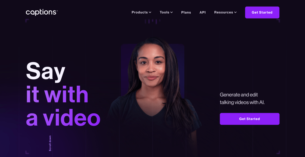 Captions AI视频字幕生成和翻译工具界面，展示多语言字幕生成和样式自定义功能