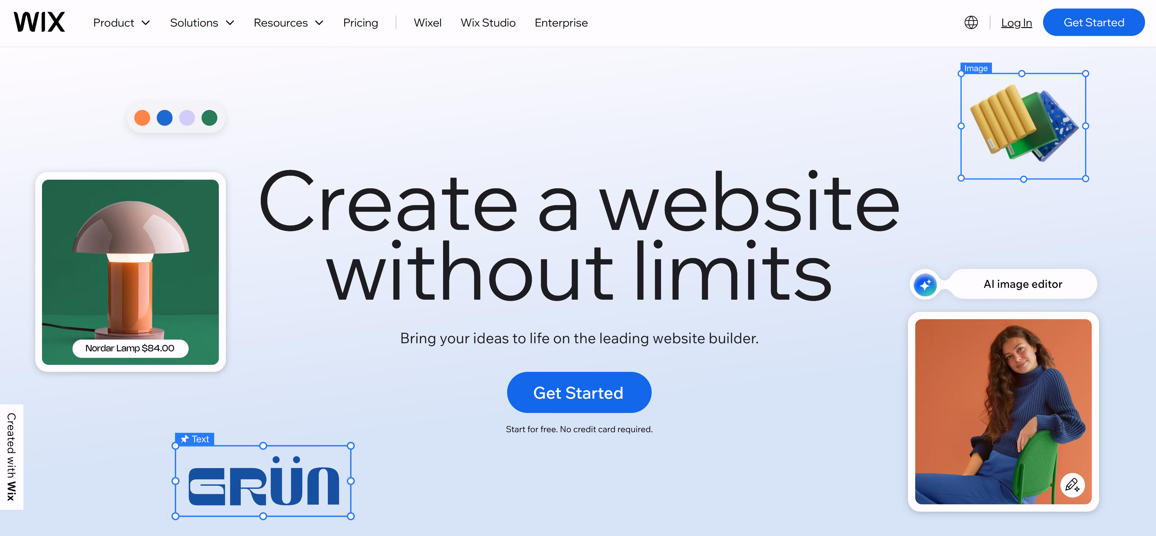 Wix建站平台界面,展示拖放式编辑器和模板库功能